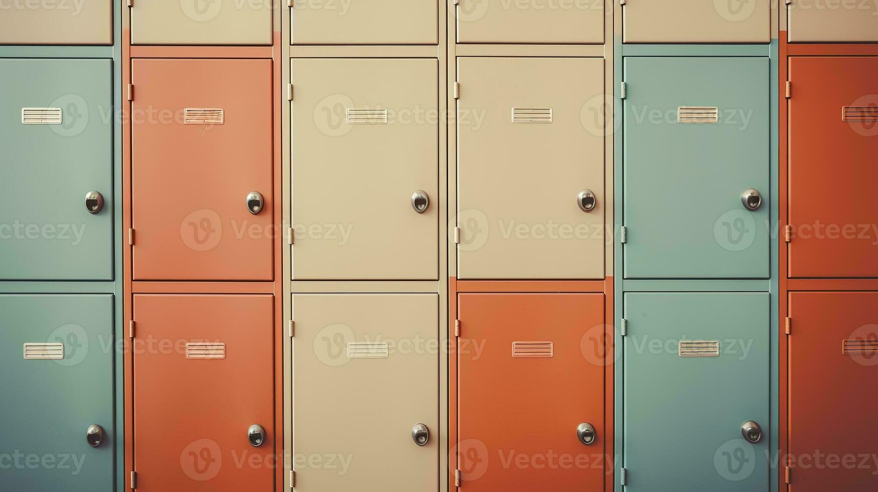 AI generated Generative AI, Row of high school lockers in the hallway, locker room photo