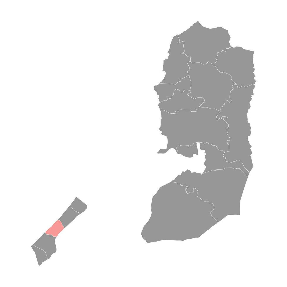 Deir al Balah Governorate map, administrative division of Palestine. Vector illustration.