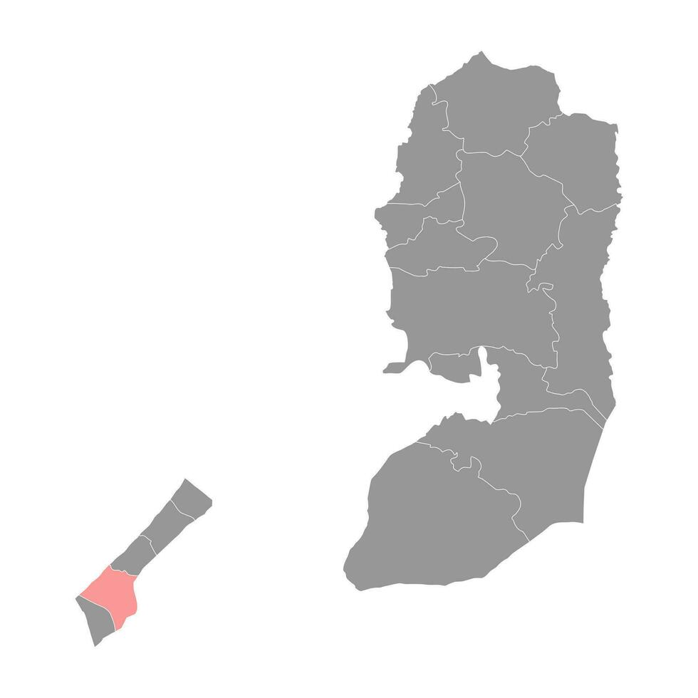 Khan Yunis Governorate map, administrative division of Palestine. Vector illustration.