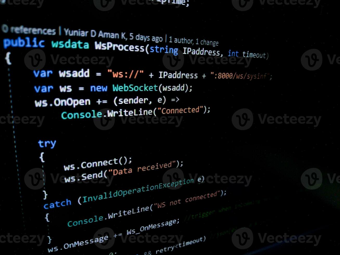 Programming code on a computer screen. Source code photo. Technology background. photo