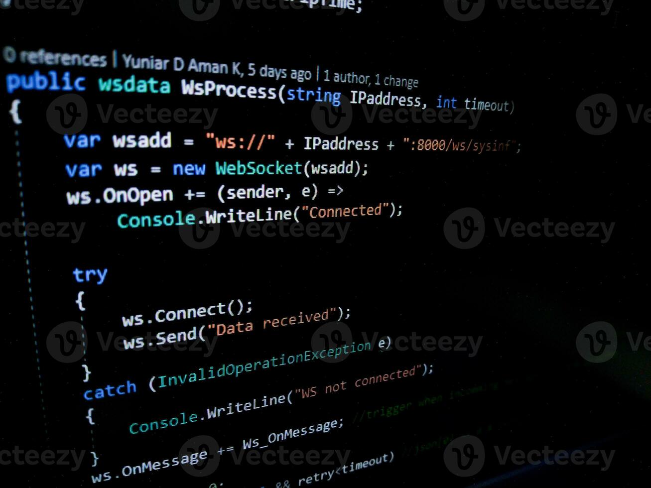 Programming code on a computer screen. Source code photo. Technology background. photo