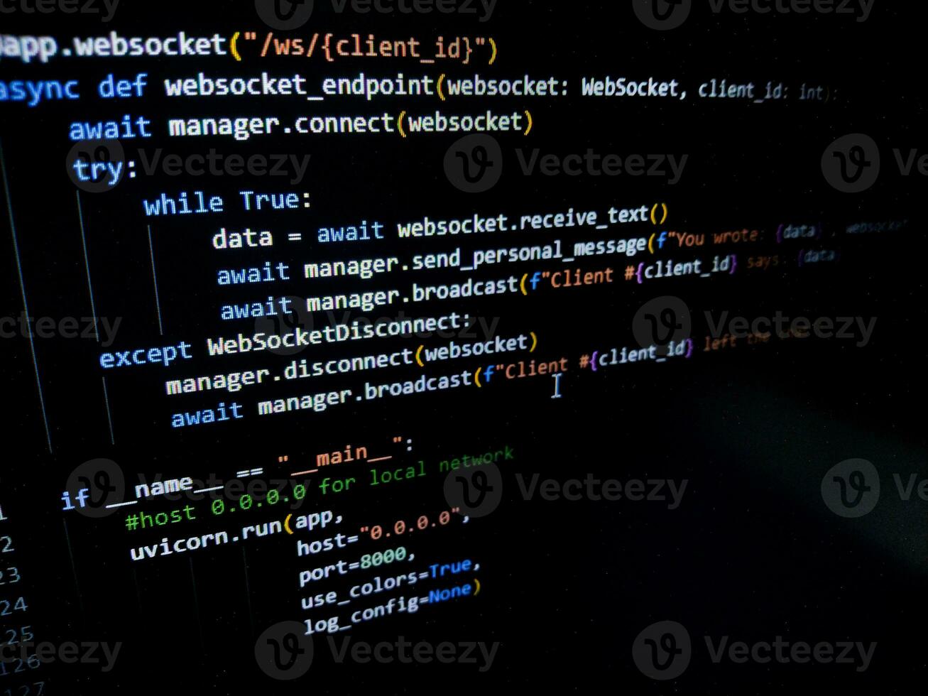 Programming code on a computer screen. Source code photo. Technology background. photo