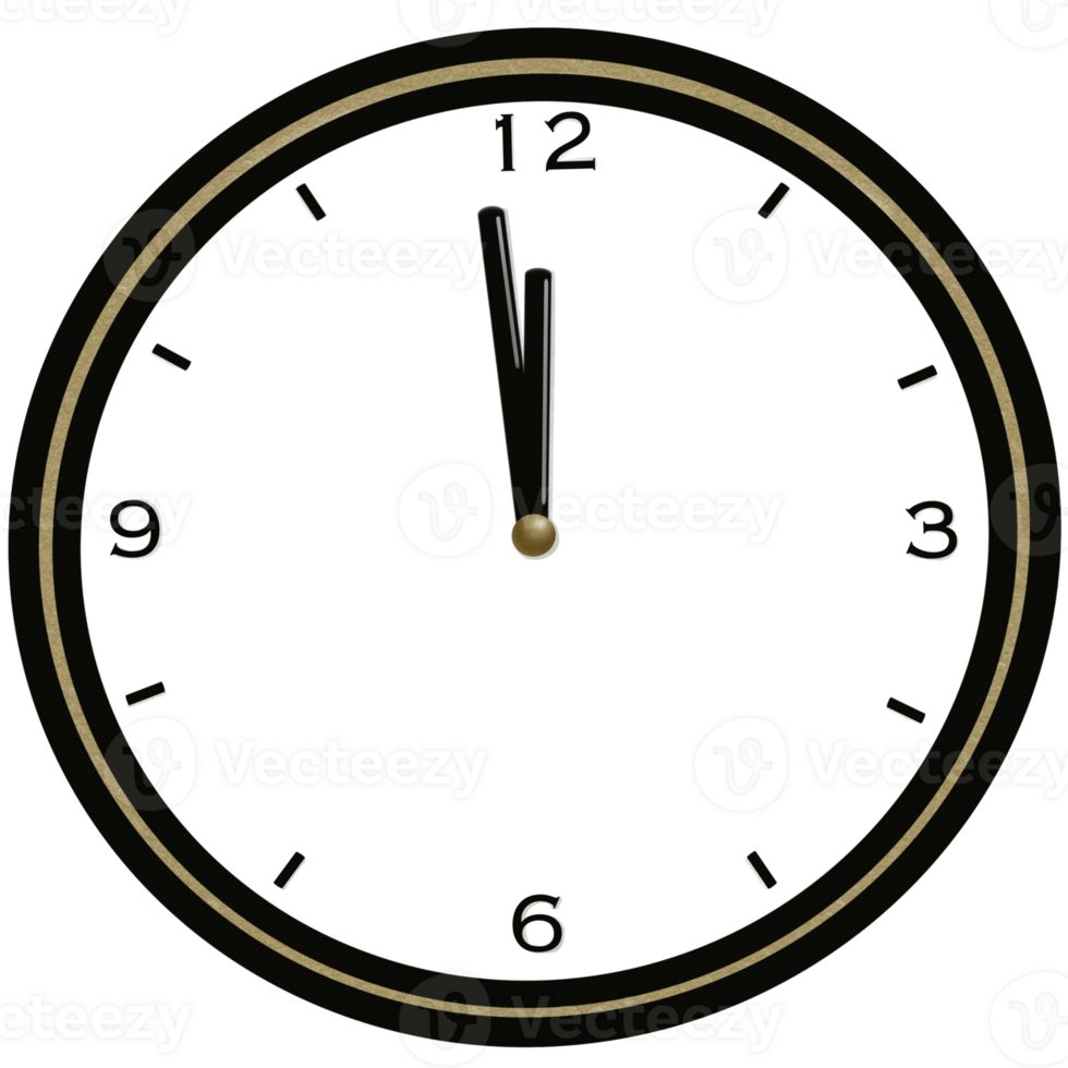 11.59 AM, 11.59pm analog wall clock, transparent background png