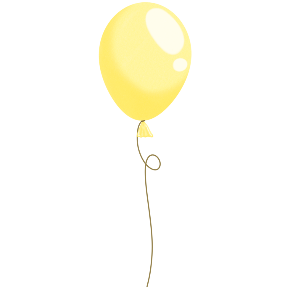 Plain yellow party balloon isolate, png