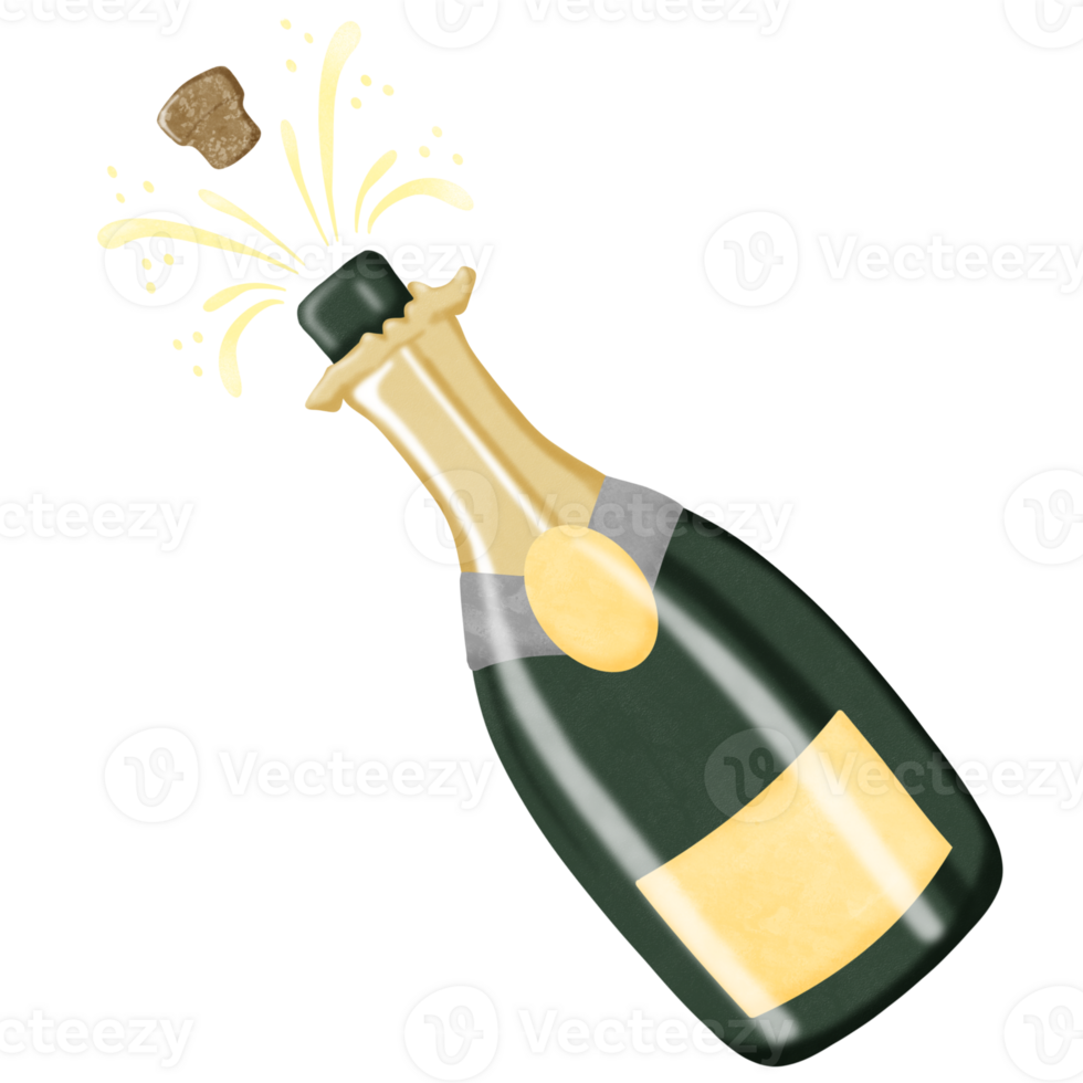 Exploding champagne bottle png