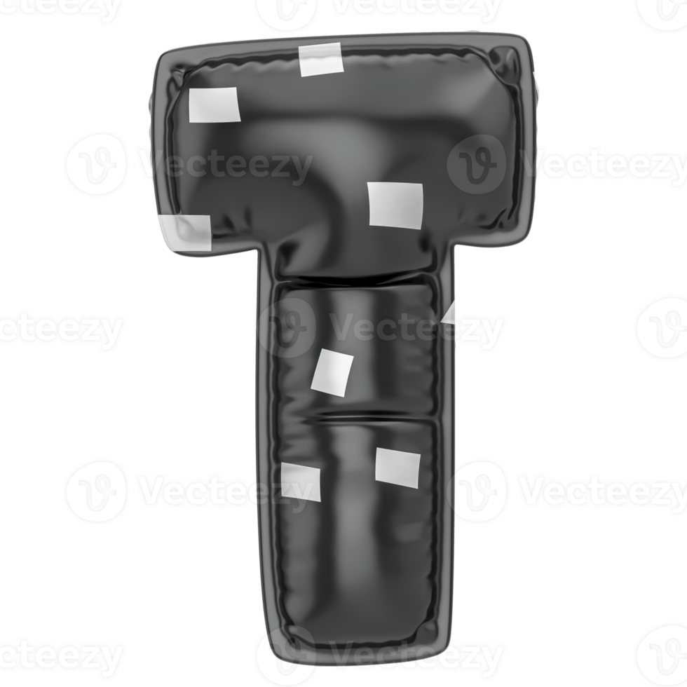 Balloon T Font Black 3D Render png