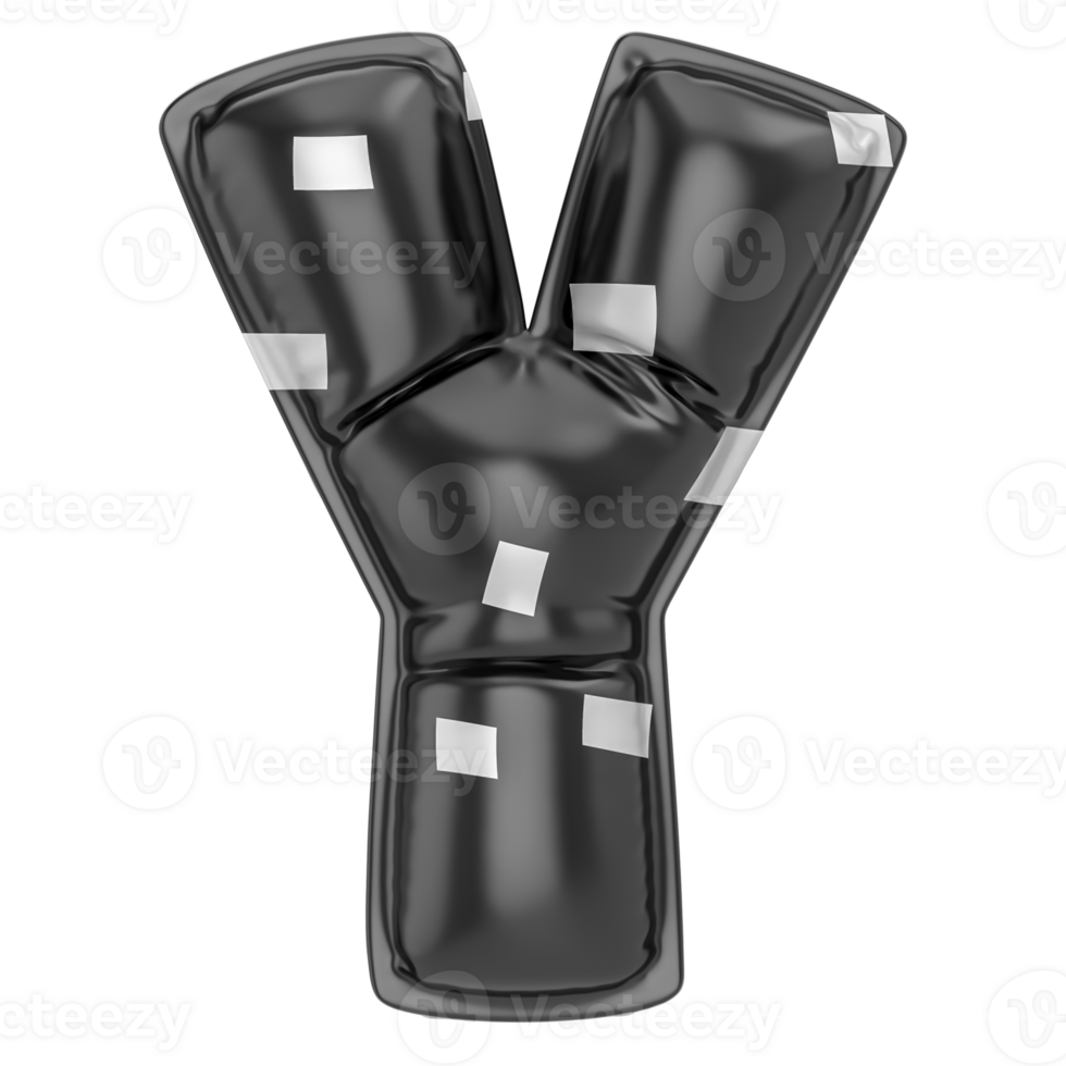 Balloon Y Font Black 3D Render png