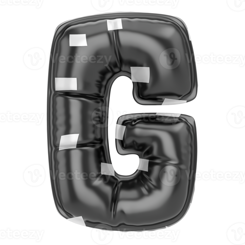 Balloon G Font Black 3D Render png