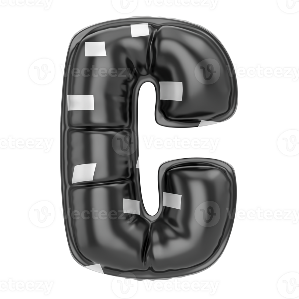 Balloon C Font Black 3D Render png