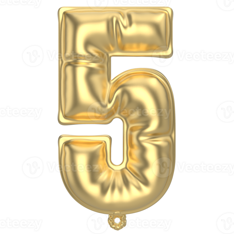 Balloon 5 Number Gold png