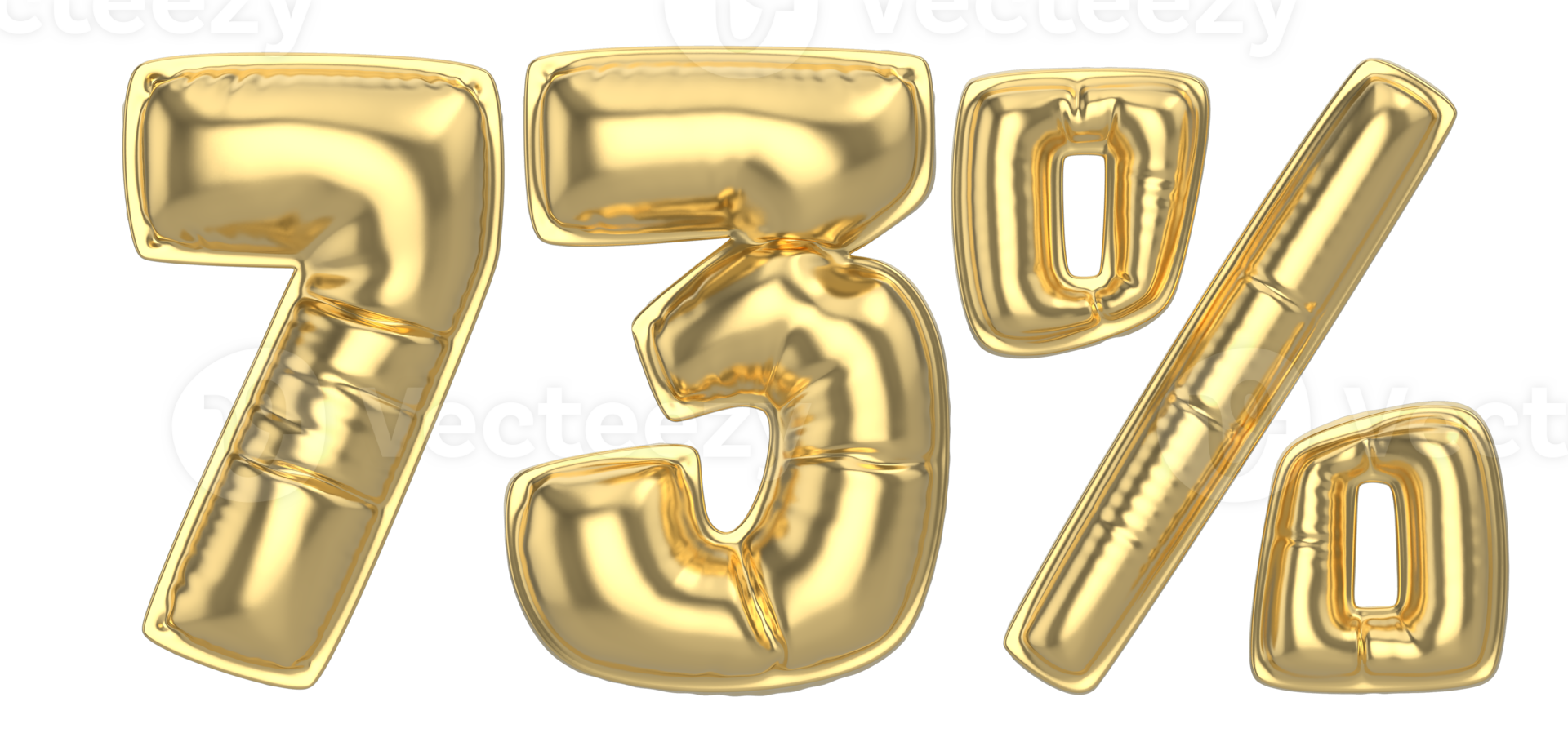 73 Percent Gold 3D Number png
