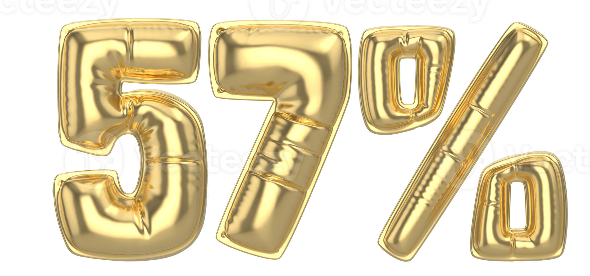 57 Percent Gold 3D Number png
