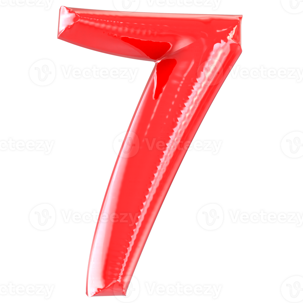 Balloon 7 Number Red 3D 34973109 PNG