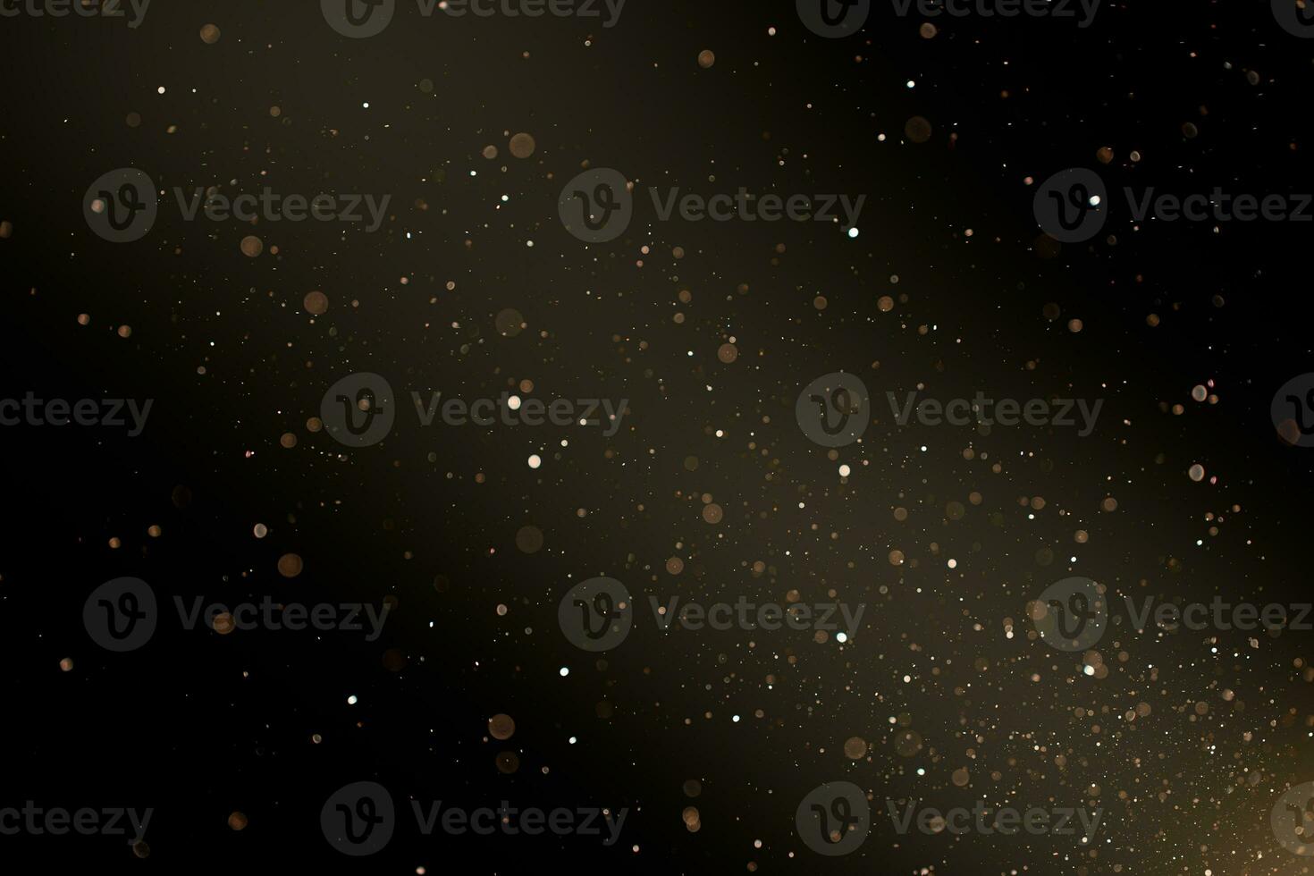 Natural organic dust particles floating on a sunbeam on black background. Glittering sparkling flickering in space 3D illustration. photo
