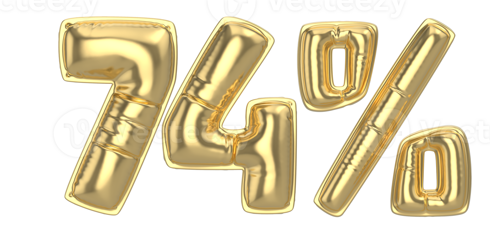 74 Percent Gold 3D Number png