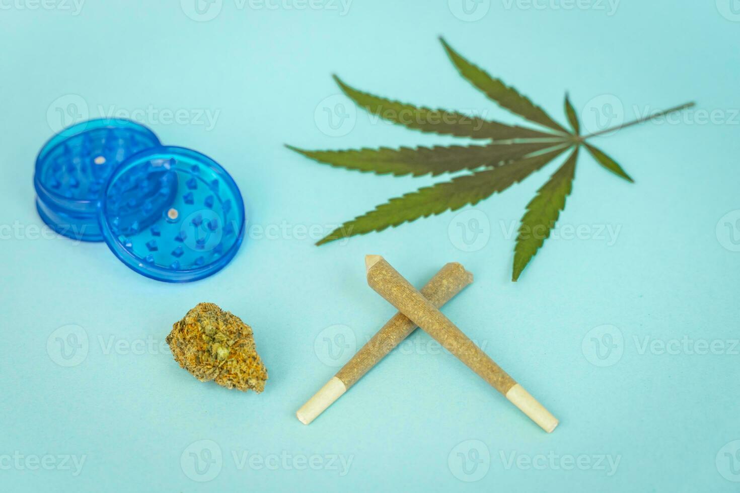 CBD medical marijuana and hemp leaves. Medical cannabis. photo