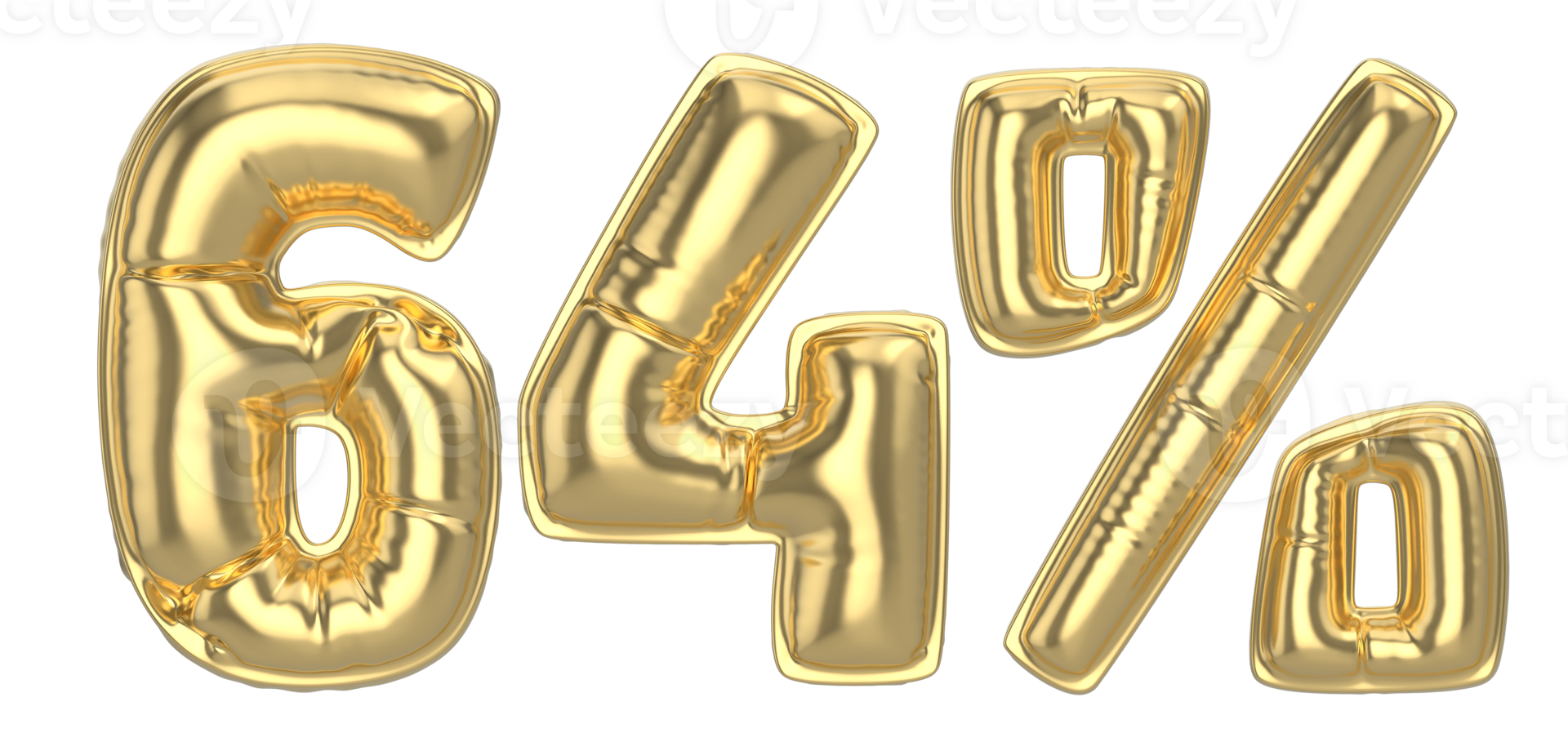 64 Percent Gold 3D Number png
