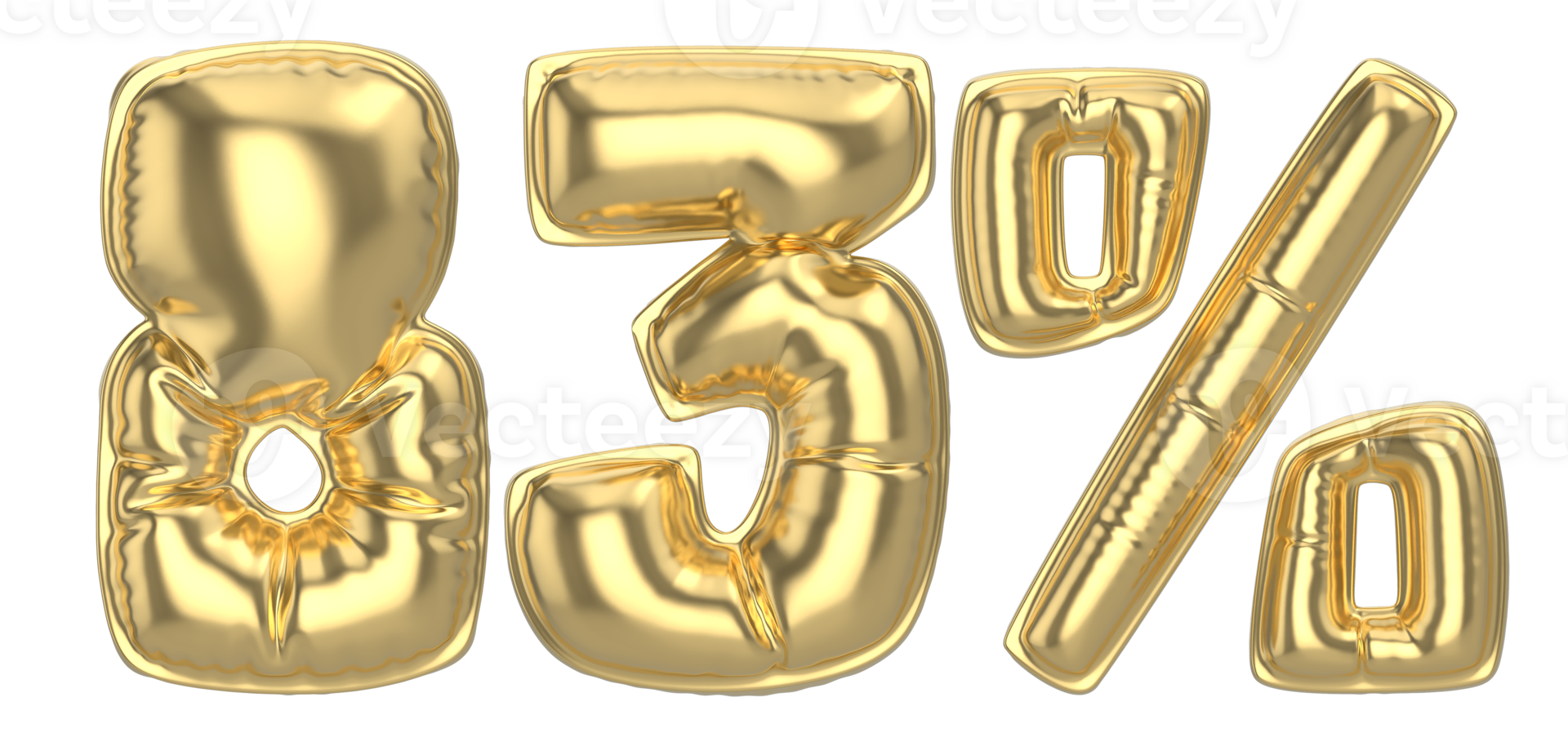 83 Percent Gold 3D Number png