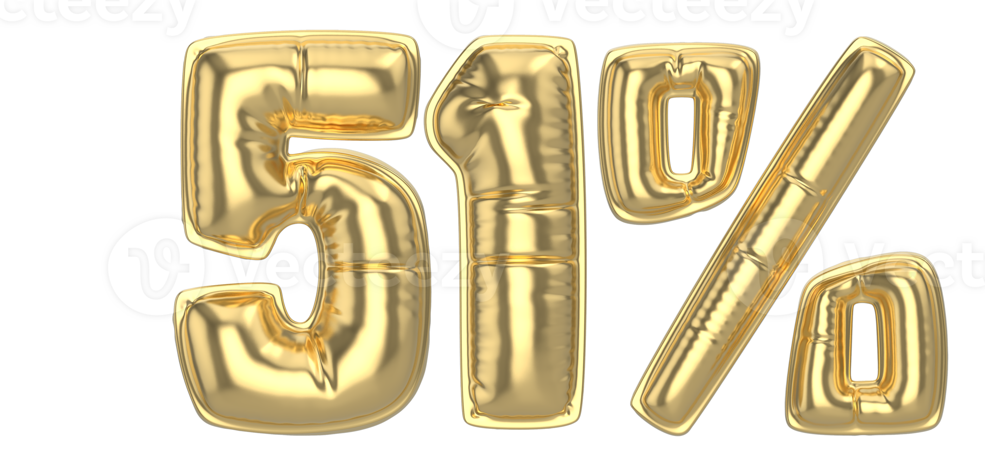 51 Percent Gold 3D Number png