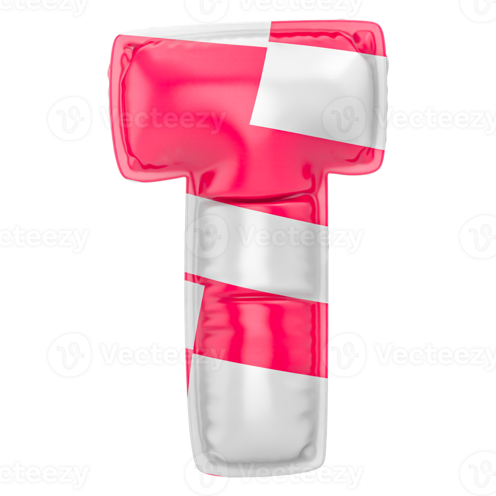 Balloon T Font Pink With White 3D Render png