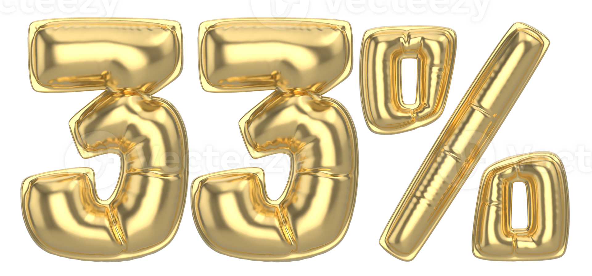 33 Percent Gold 3D Number png
