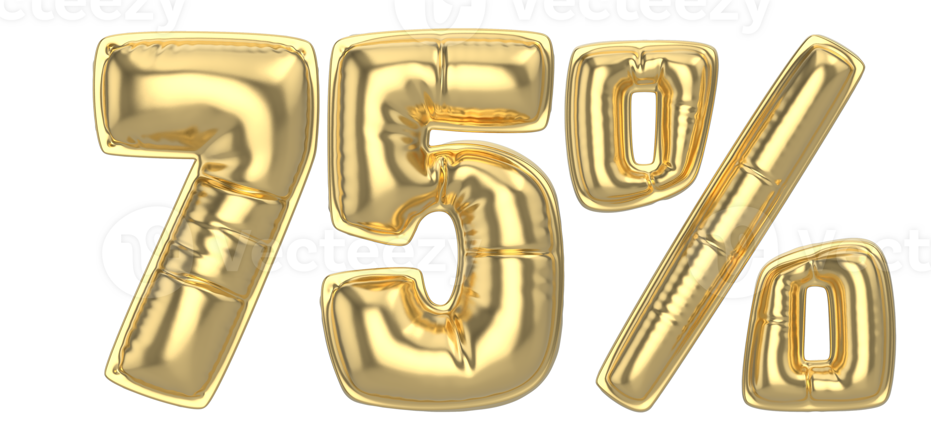 75 Percent Gold 3D Number png