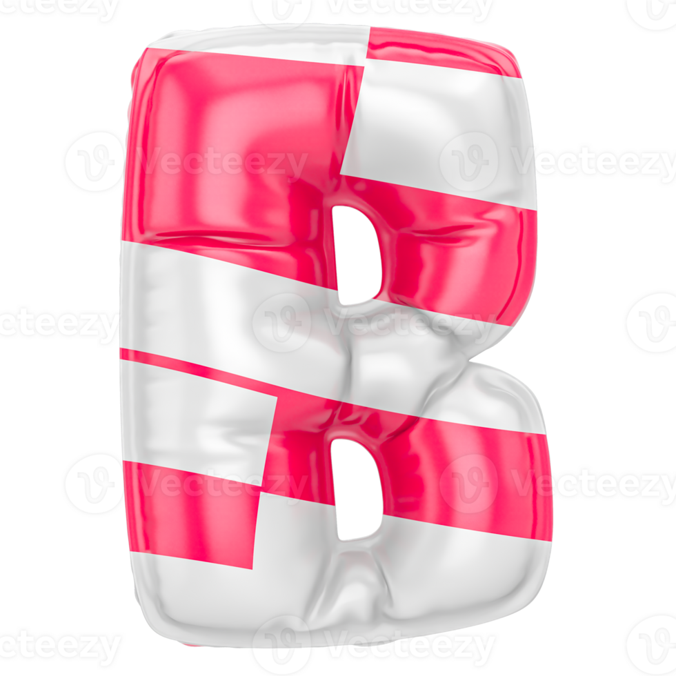 Balloon B Font Pink With White 3D Render png