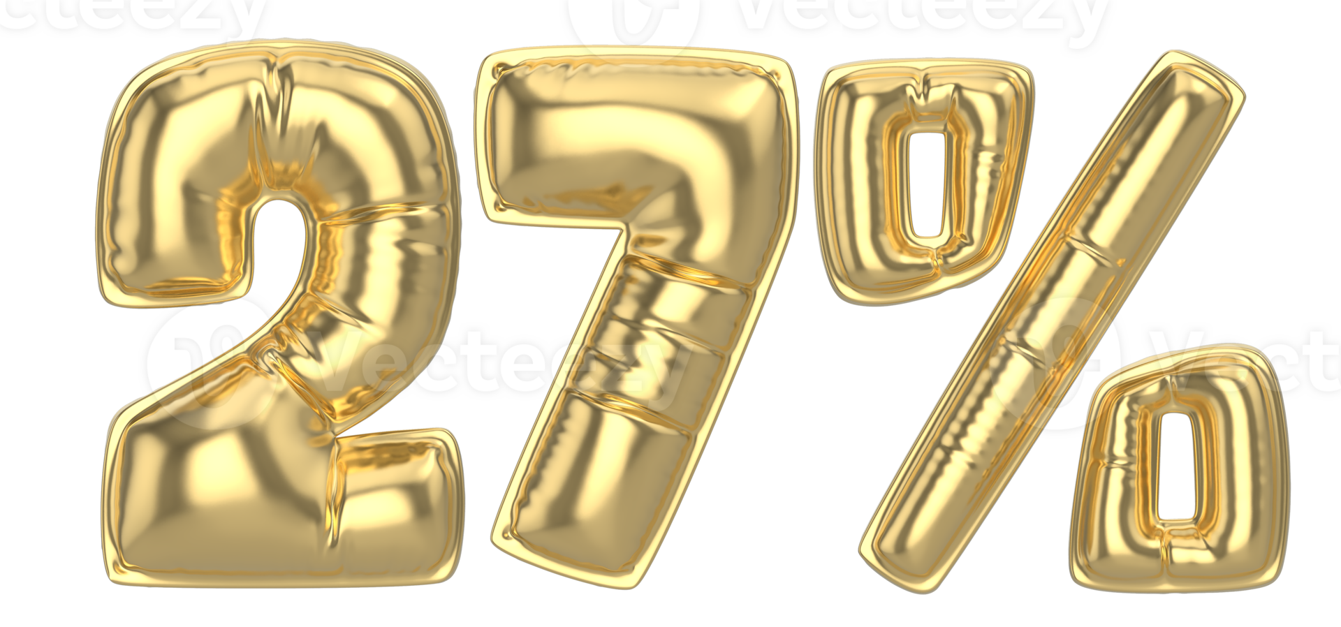 27 Percent Gold 3D Number png