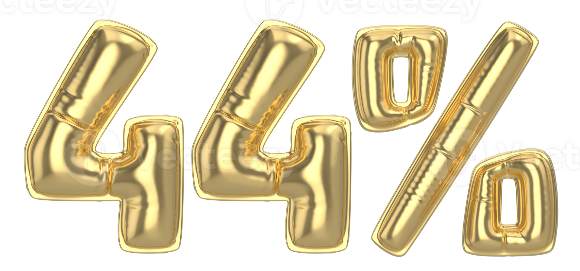 44 Percent Gold 3D Number png