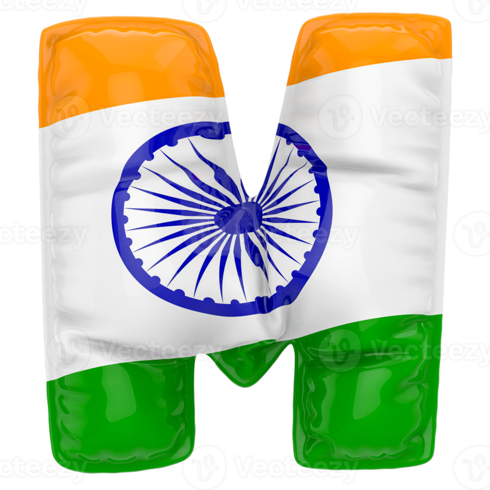 Balloon M Font Flag India 3D Render png