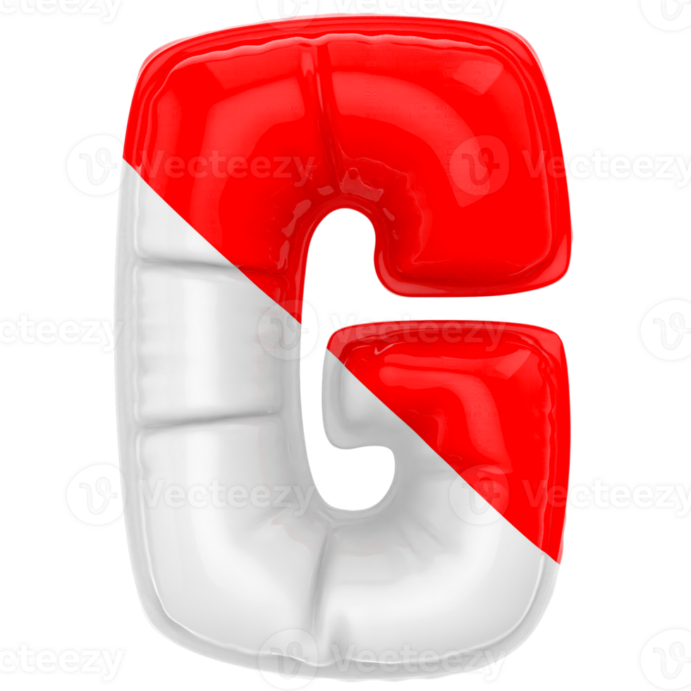 Balloon G Font Red With White 3D Render png