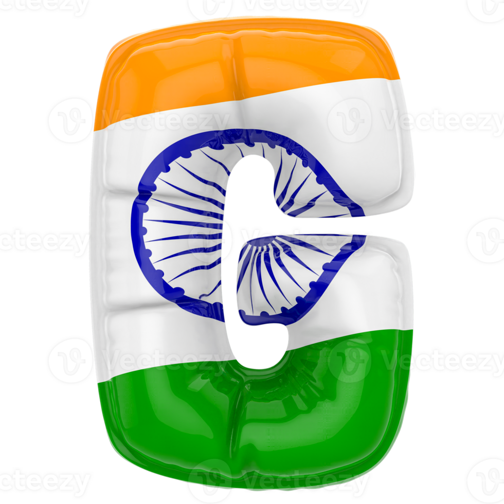 Balloon G Font Flag India 3D Render png