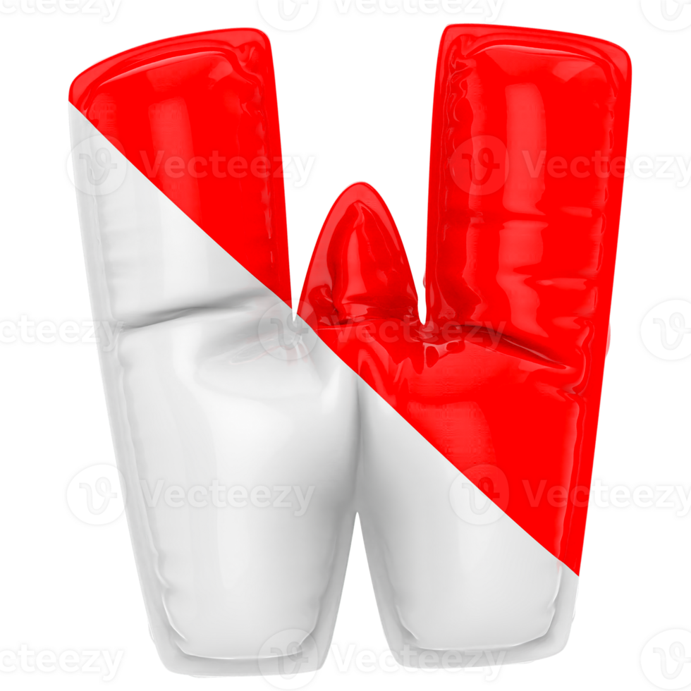 Balloon W Font Red With White 3D Render png