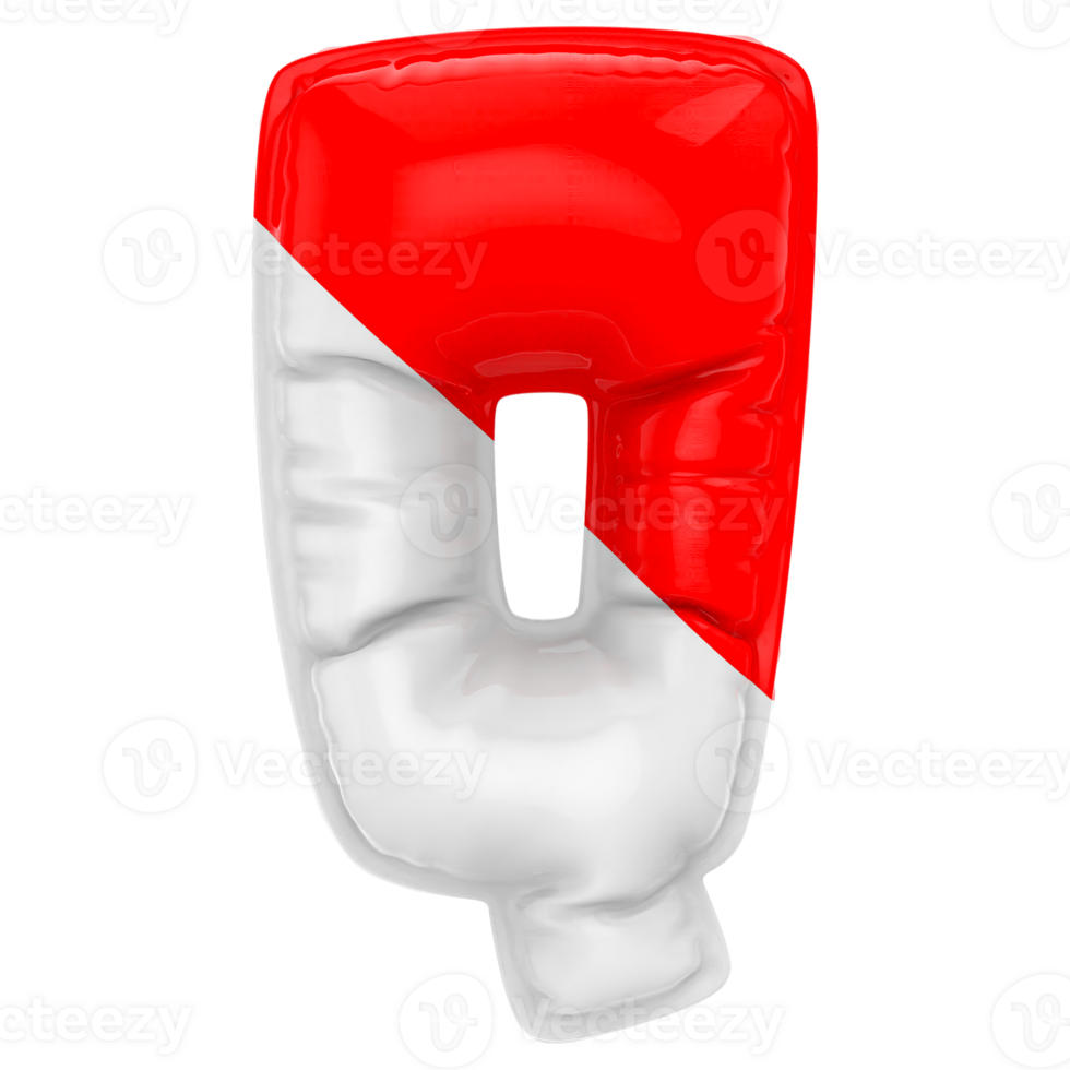 Balloon Q Font Red With White 3D Render png