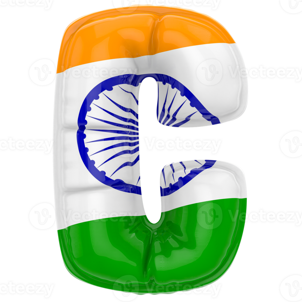 Balloon C Font Flag India 3D Render png