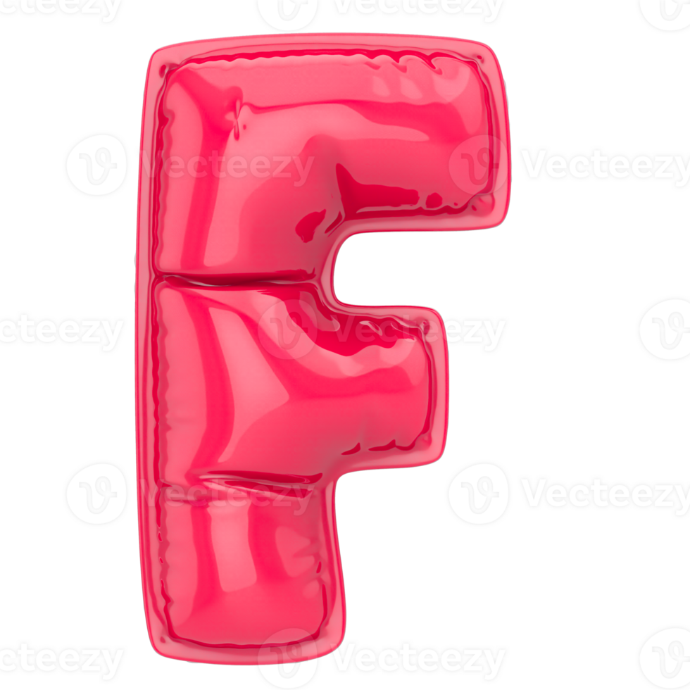 Balloon F Font Pink 3D Render png