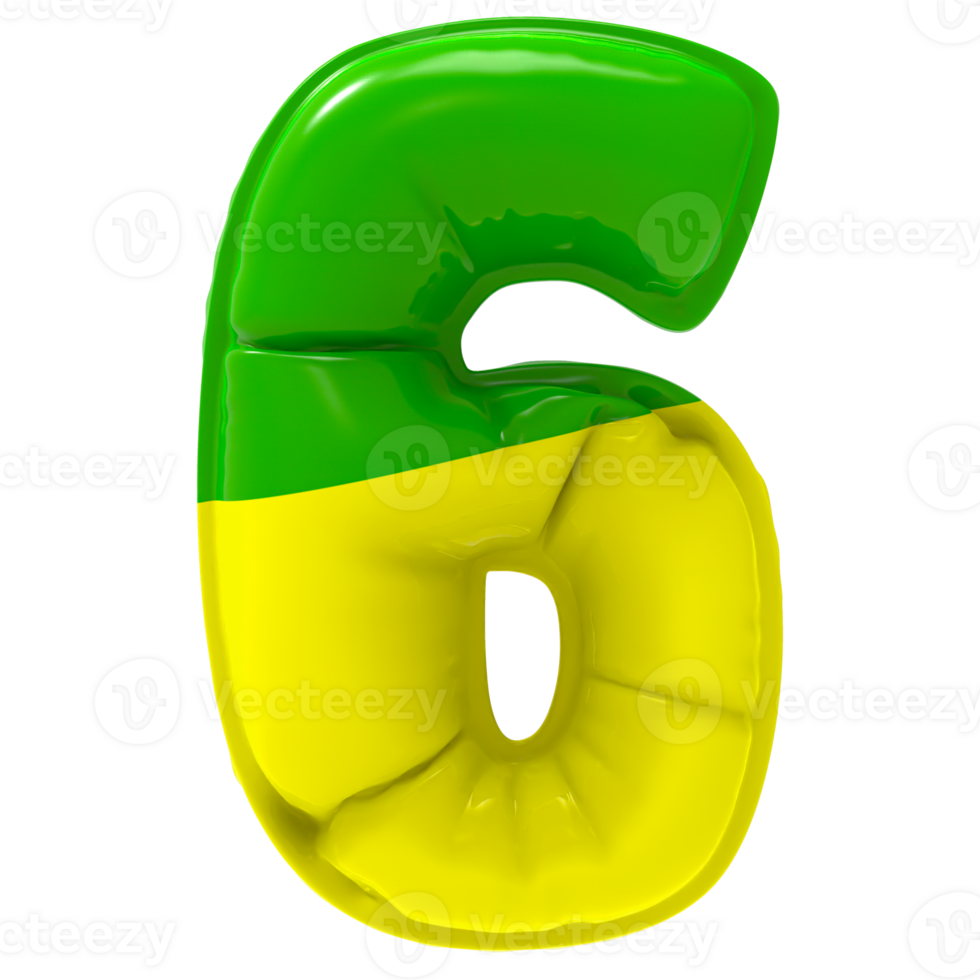 Balloon 6 Number Brazil Flag 3D Render png