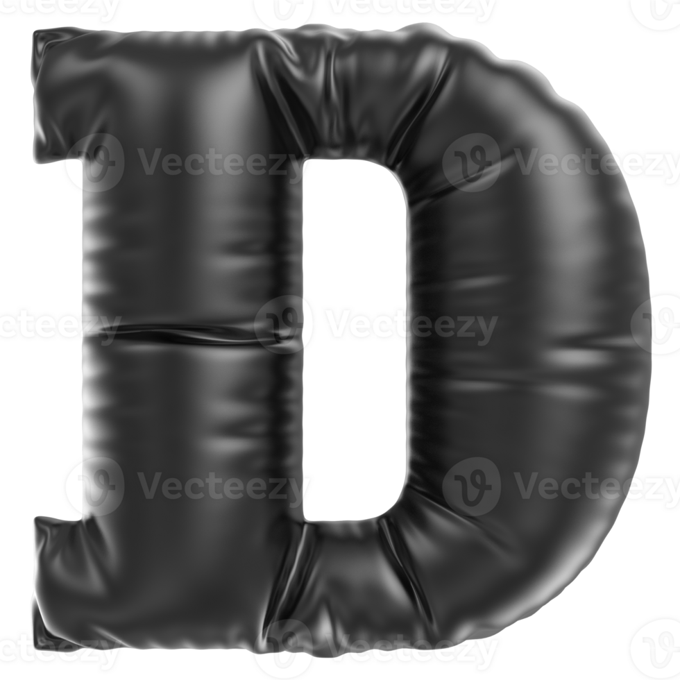 Balloon Font D Black 3D Rendering png