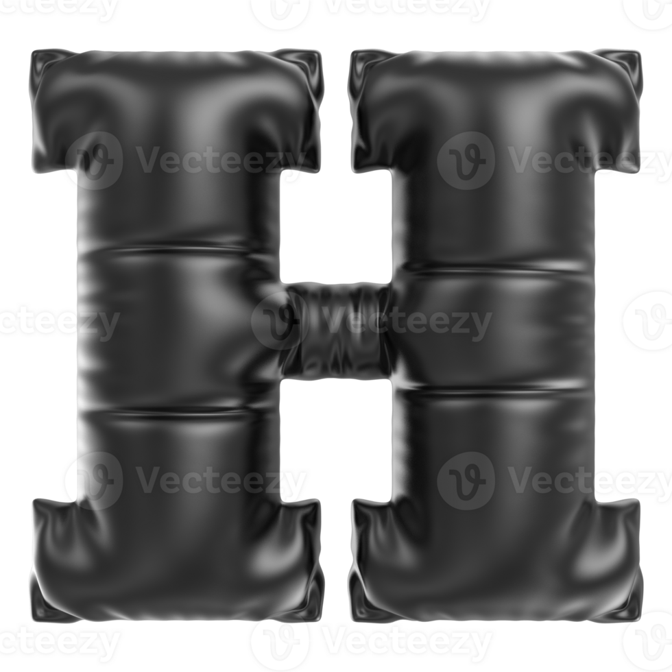 Balloon Font H Black 3D Rendering png