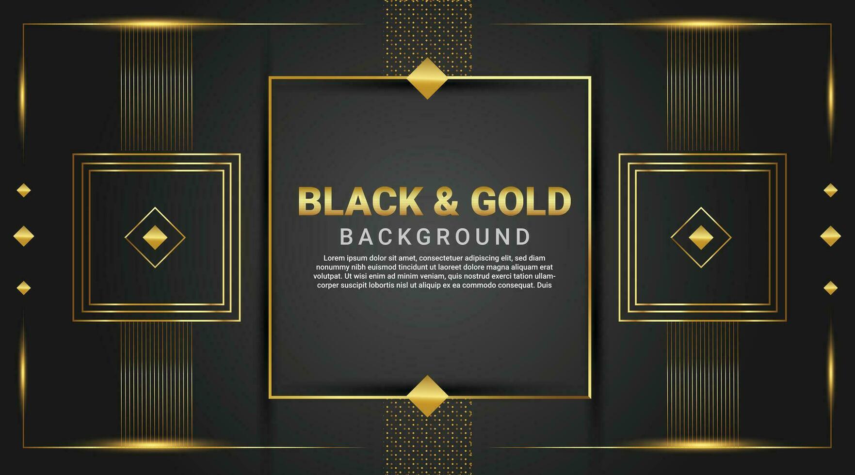 background black and gold square frame collage awarding nomination luxury website template vector