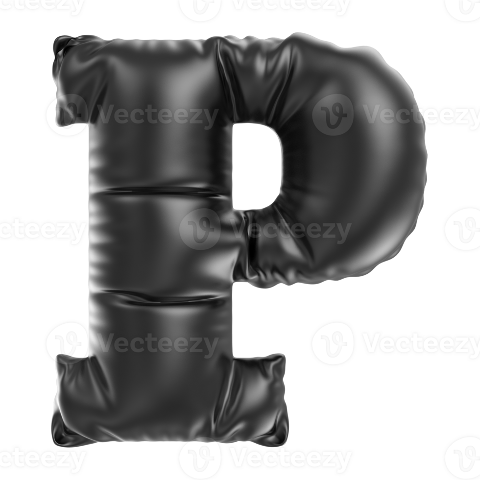 Balloon Font P Black 3D Rendering png