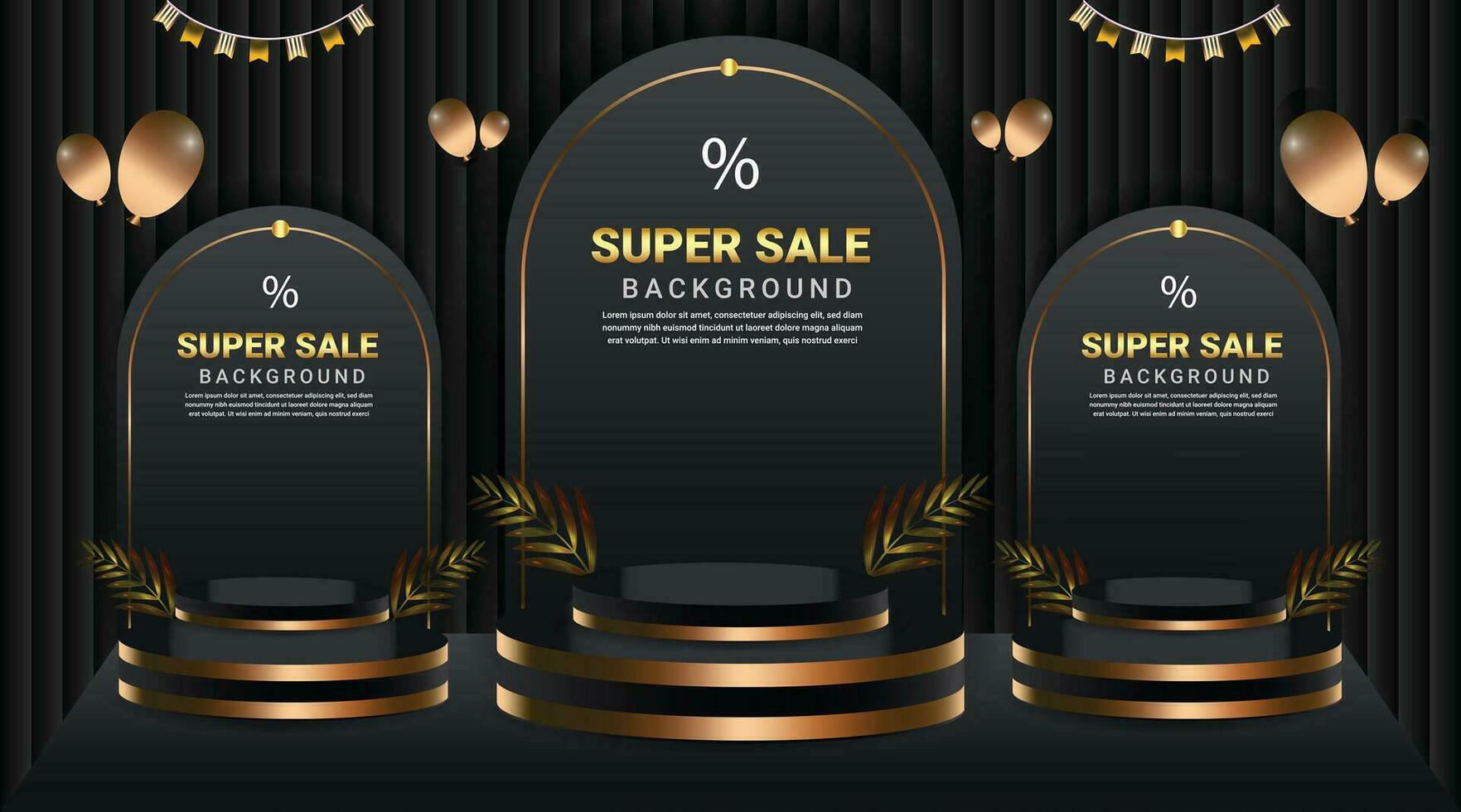 background black and gold sale discount awarding social media luxury website template 2 vector