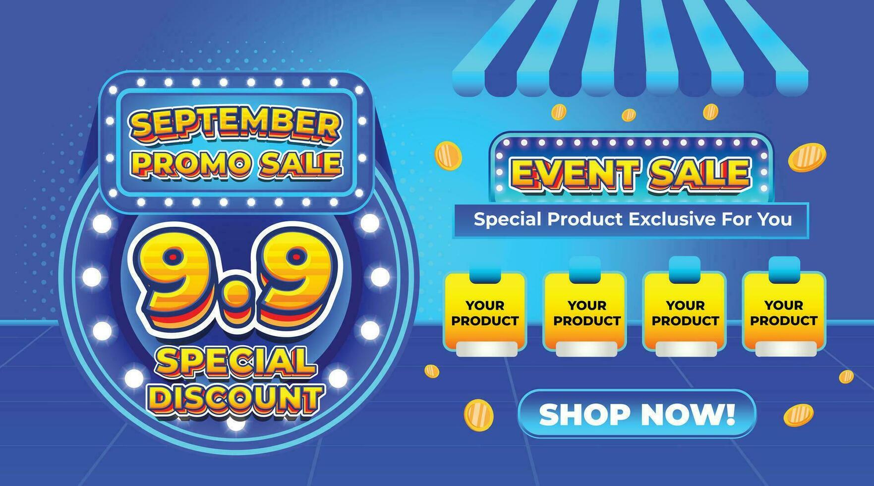 9 9 SEPTEMBER SPECIAL DISCOUNT 3D PAYDAY SPECIAL FLASH SALE EVENT CASHBACK SOCIAL MEDIA PROMO GIVEAWAY TEMPLATE BACKGROUND vector