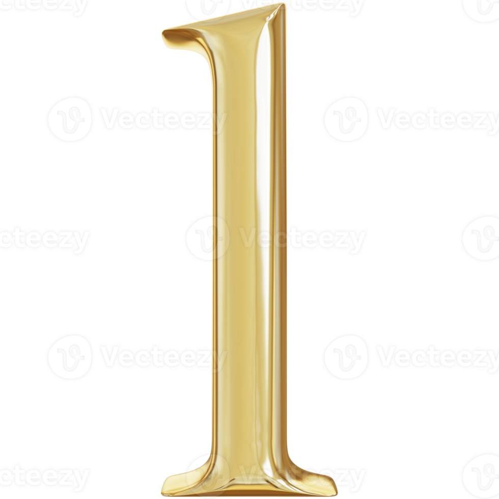 1 Gold Number 3D png