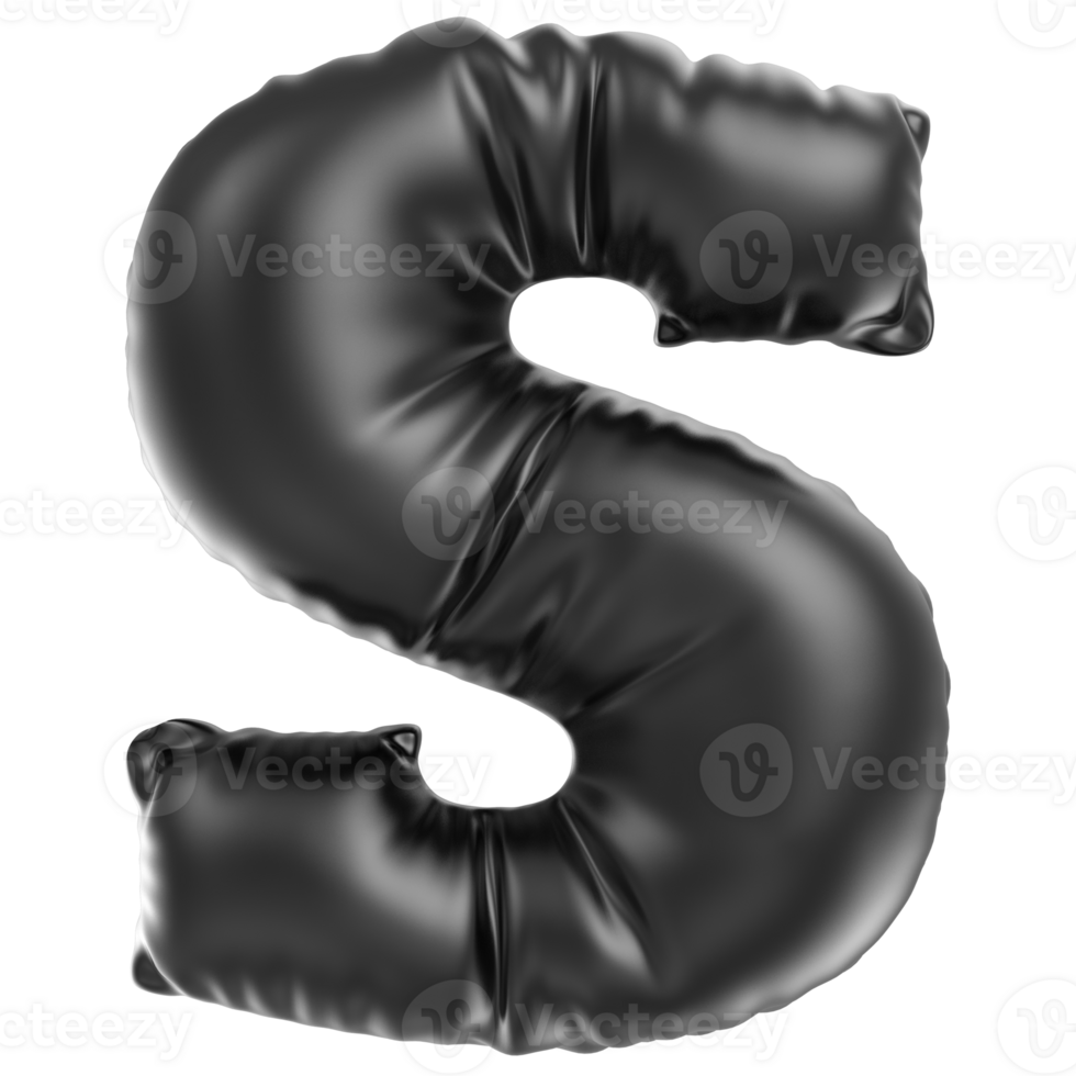 Balloon Font S Black 3D Rendering png