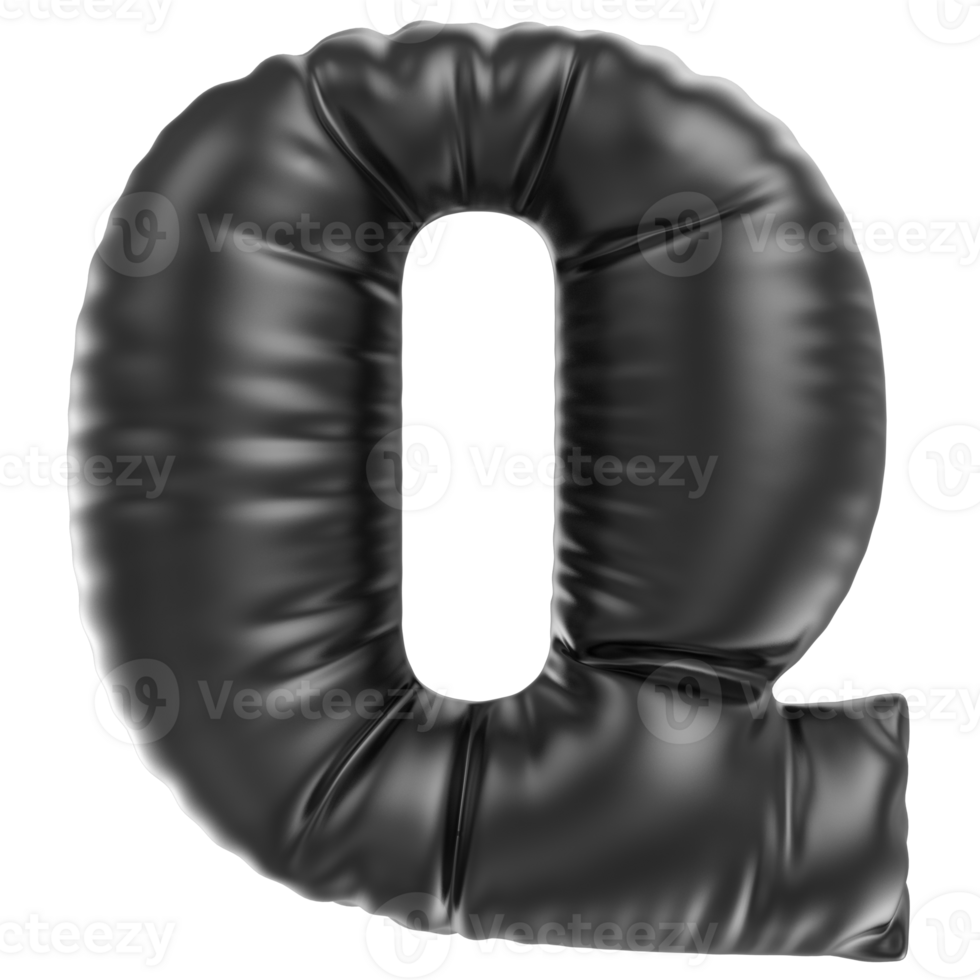 Balloon Font Q Black 3D Rendering png