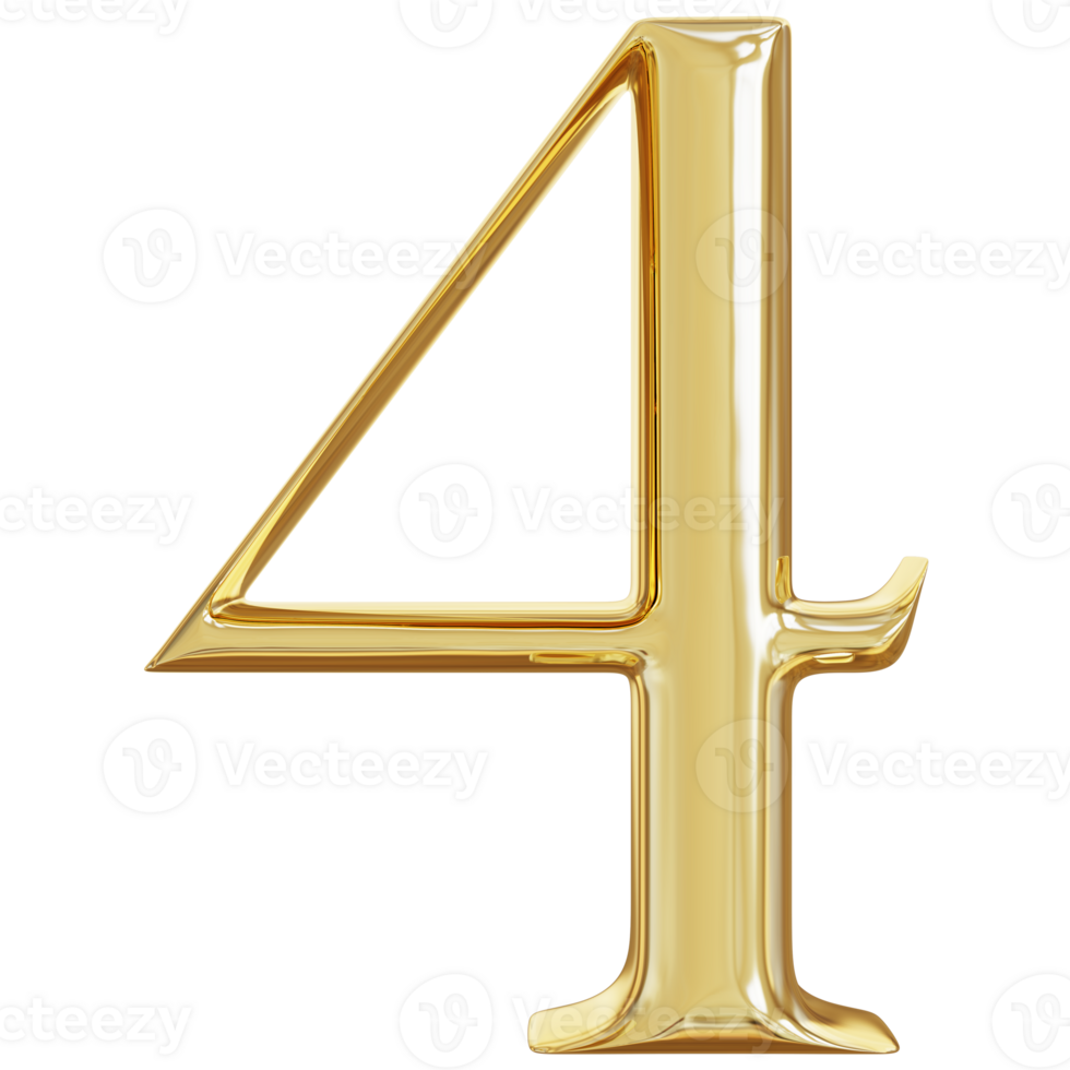 4 Gold Number 3D png