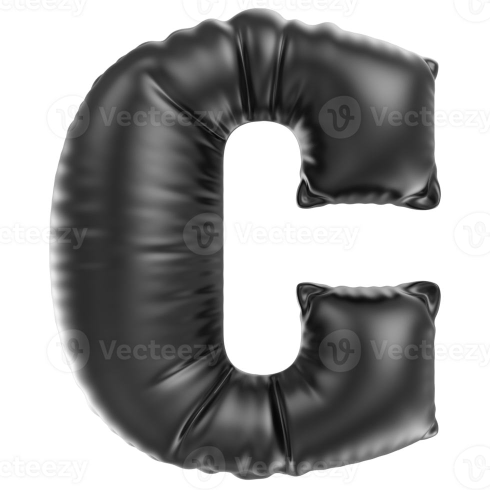 Balloon Font C Black 3D Rendering png