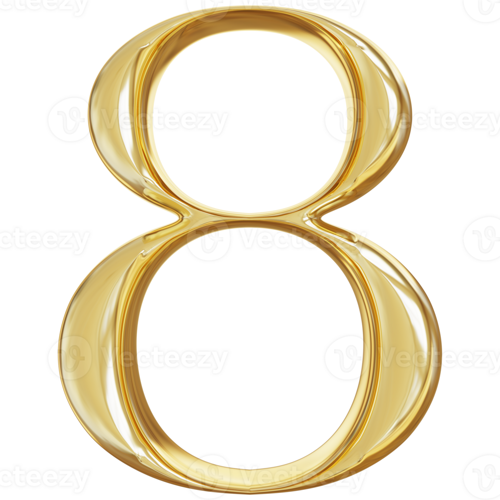 8 Gold Number 3D png