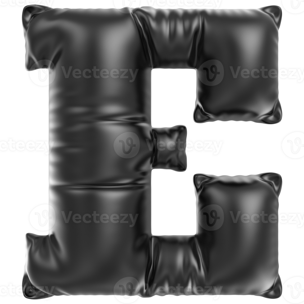 Balloon Font E Black 3D Rendering png